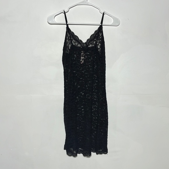 Victoria's Secret Other - Victoria’s Secret Black Lace Mesh Floral Slip Dress Size M